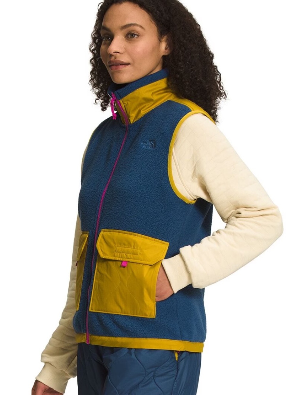 The North Face Fleece Vest Royal Arch blue yellow pink full zip